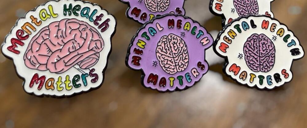Mental Health Matters Brain Rainbow pin adhd large or small